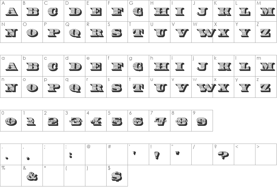10 Bucks font character map preview