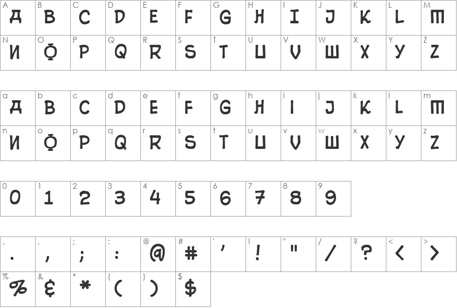 10 Cent Soviet font character map preview
