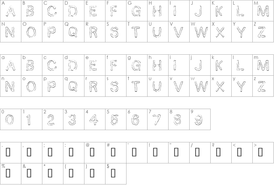 10 Minutes font character map preview