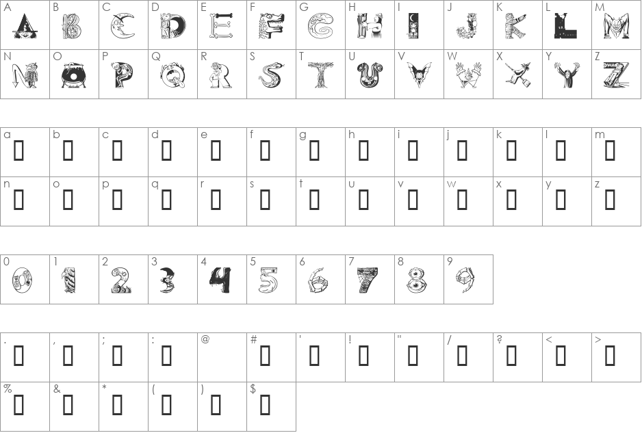 101! 'Ween font character map preview