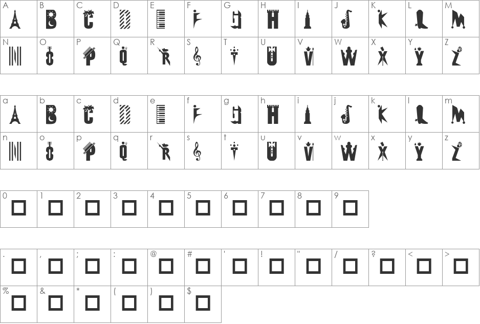 101! Abstrakt Design font character map preview