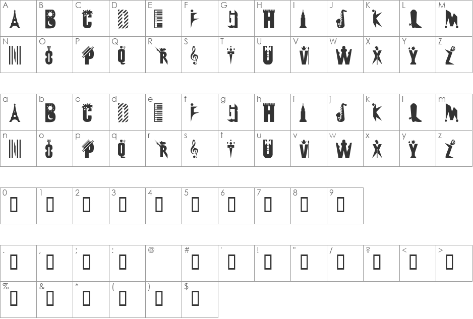 101! Abstrakt DeZign font character map preview