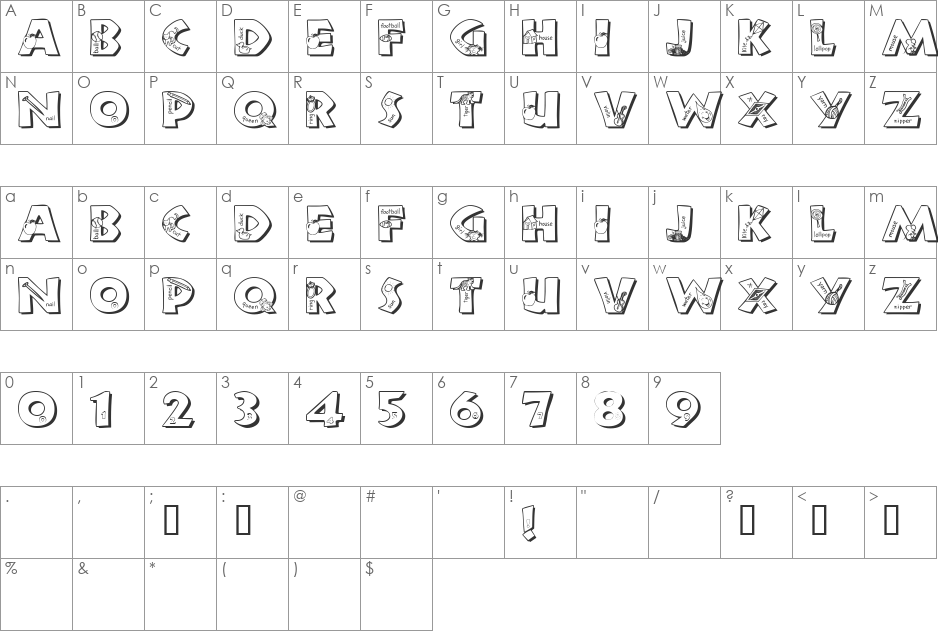 101! Alpha Pikture 'Bet font character map preview