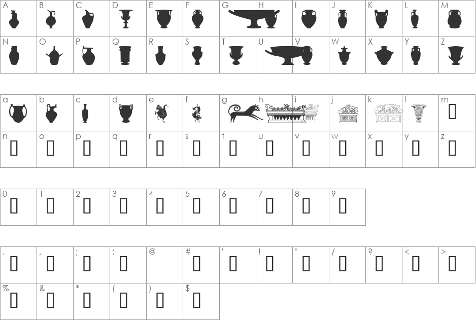 101! Ancient Greece font character map preview