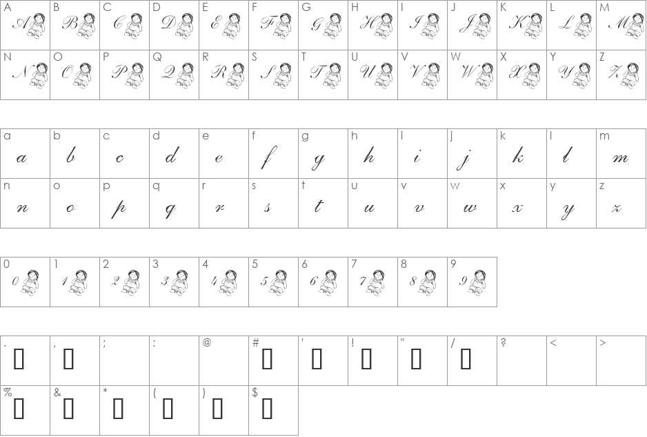 101! Ashleigh's Other Dolly font character map preview