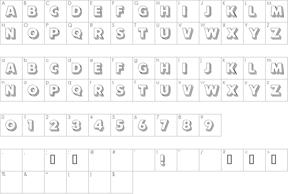 101! Block LetterZ font character map preview
