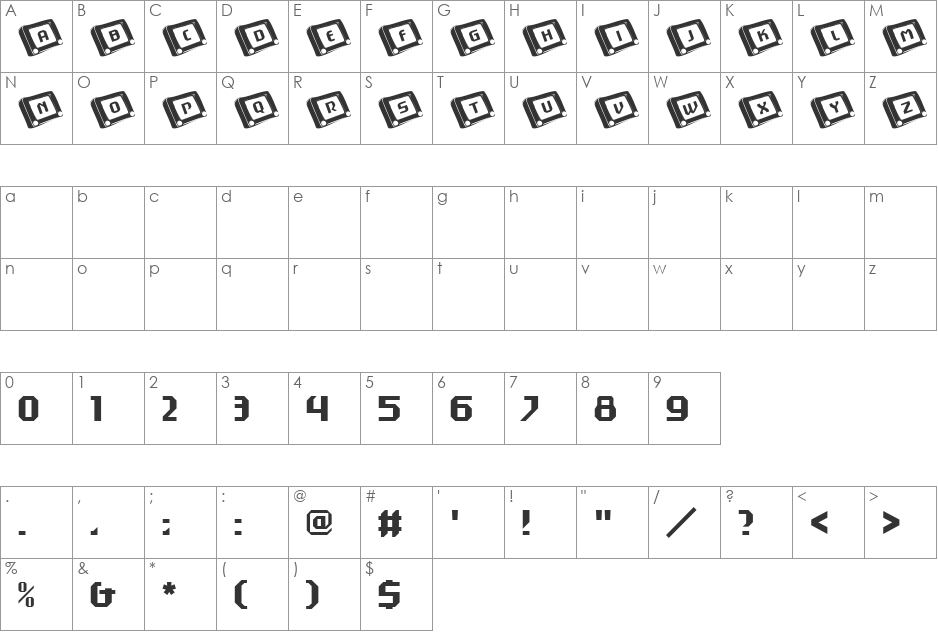 101! EtchASketch font character map preview
