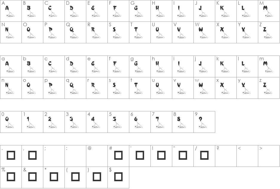 101! Gotcha! font character map preview