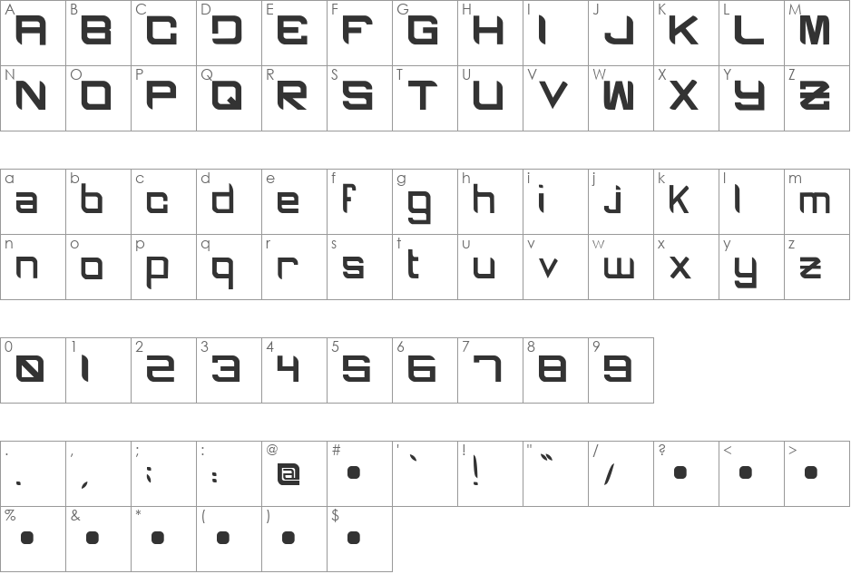 BLACK CAPS font character map preview