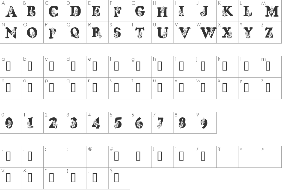 101! Josh's Clown Buddy font character map preview