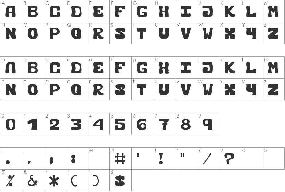 Black Carrot font character map preview