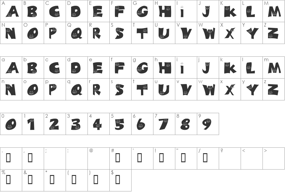 101! Marie LuvZ CatZ font character map preview