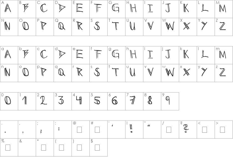 Black Catty font character map preview