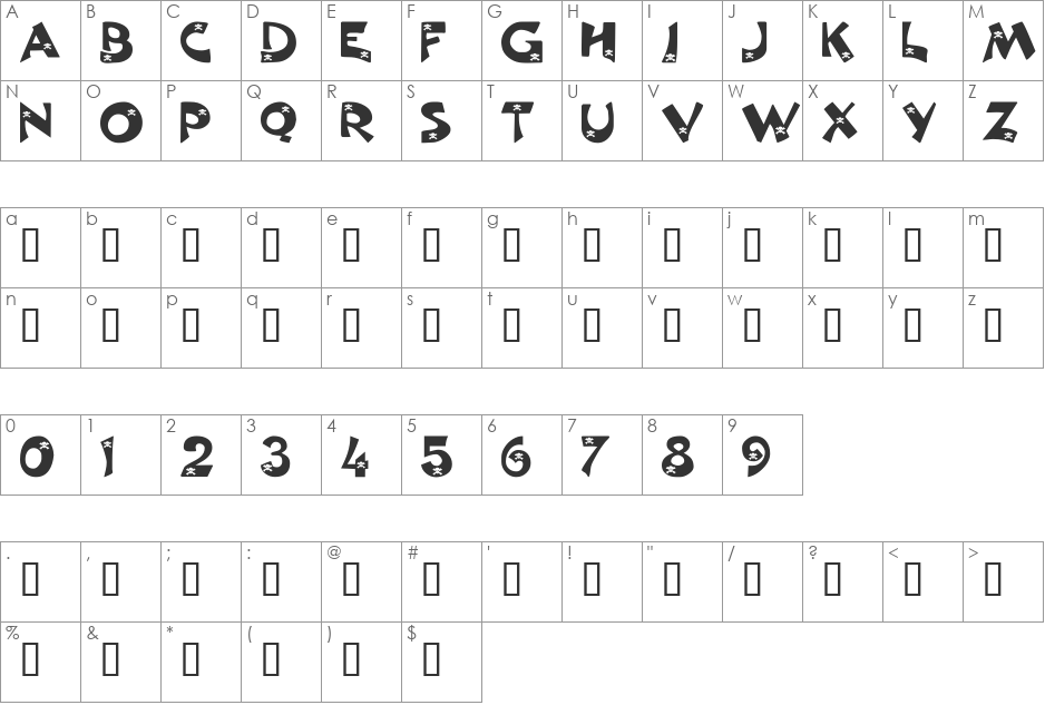 101! PirateZ Decor font character map preview