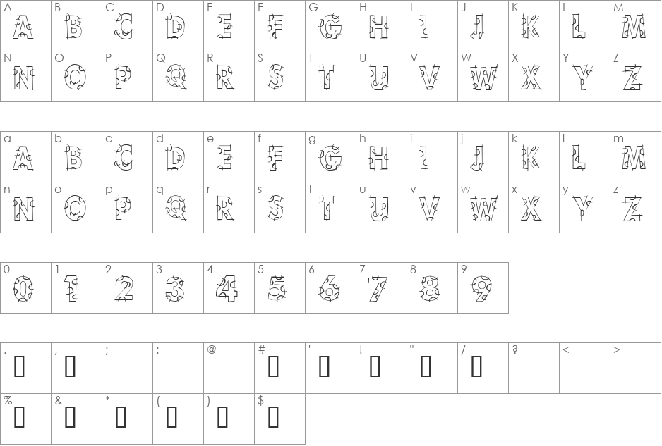 101! Sketchy HorseShoeZ font character map preview