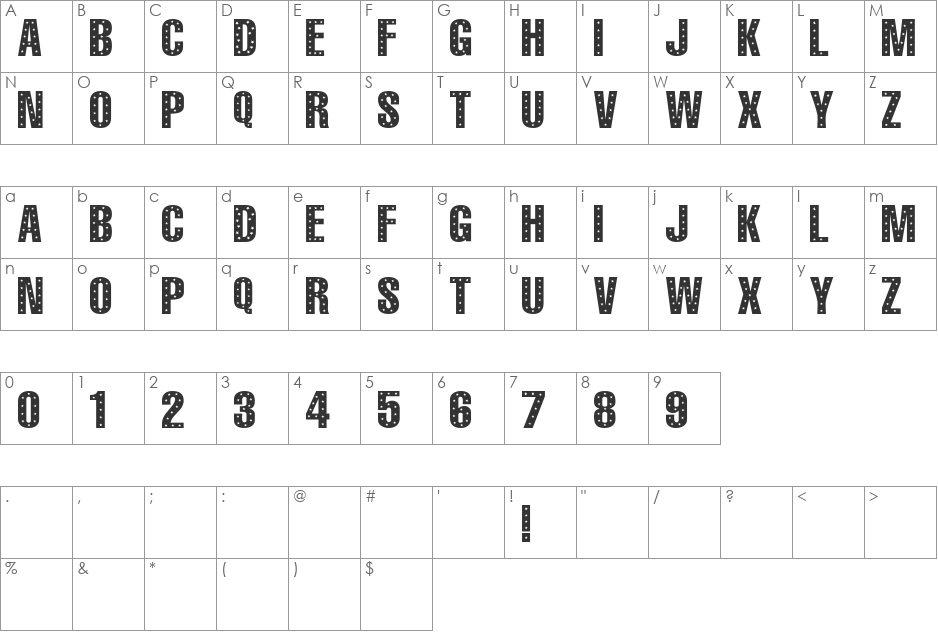 101! StaR StuDDeD font character map preview