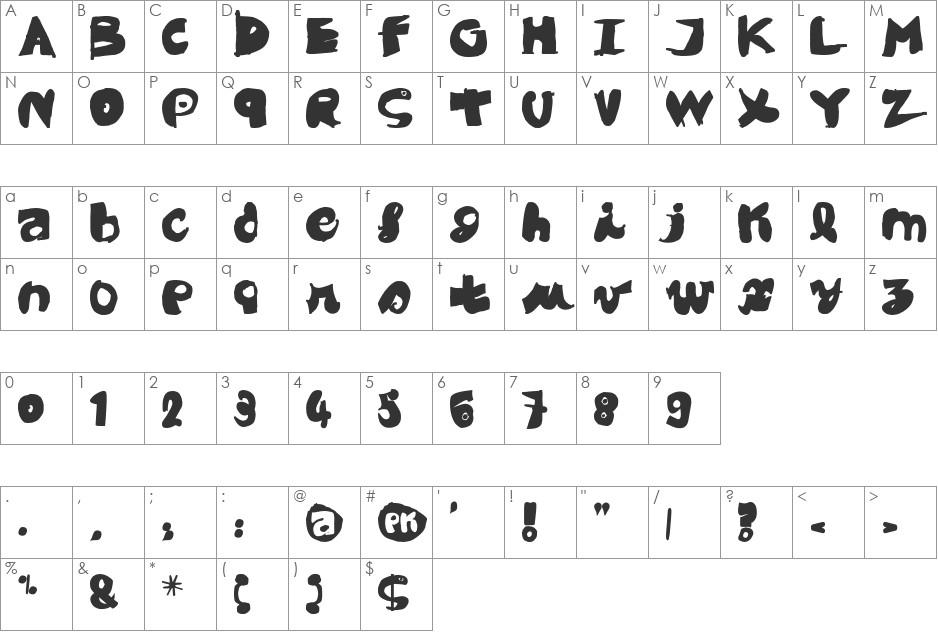 Black CoBrA font character map preview