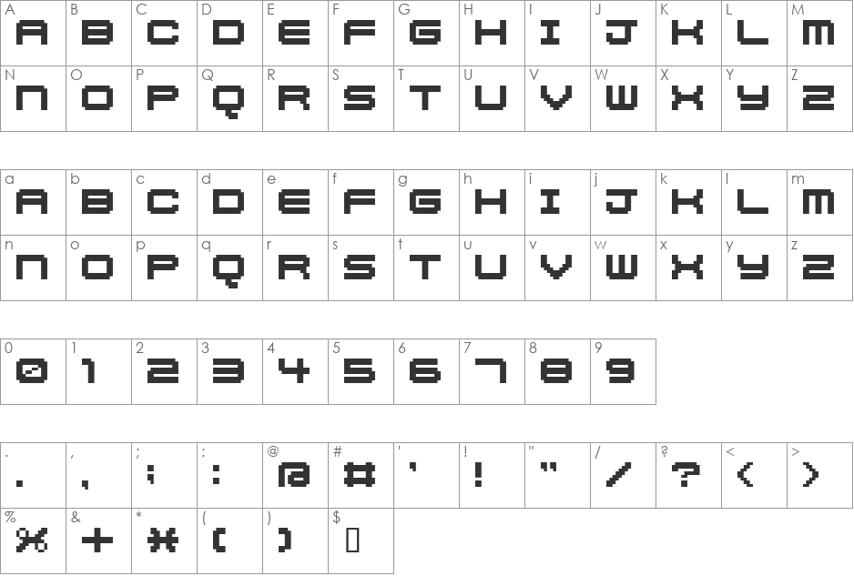 11px2bus font character map preview