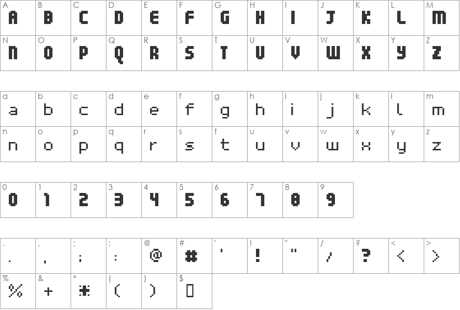 11px3bus font character map preview