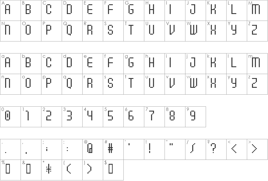 11pxbus font character map preview