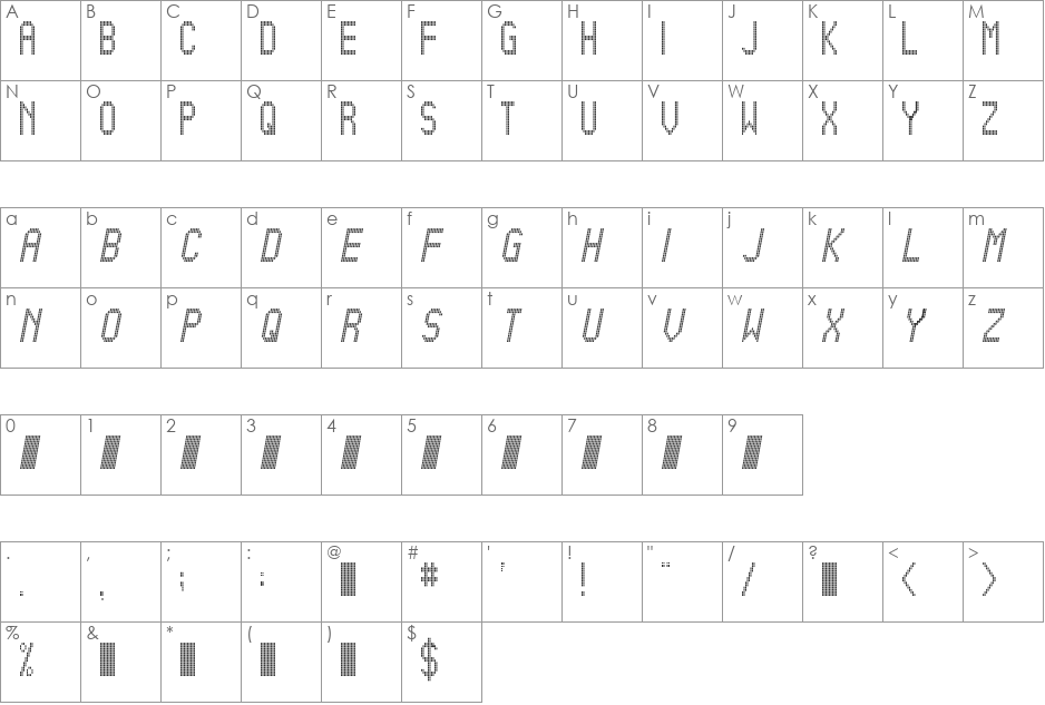 11th floor font character map preview