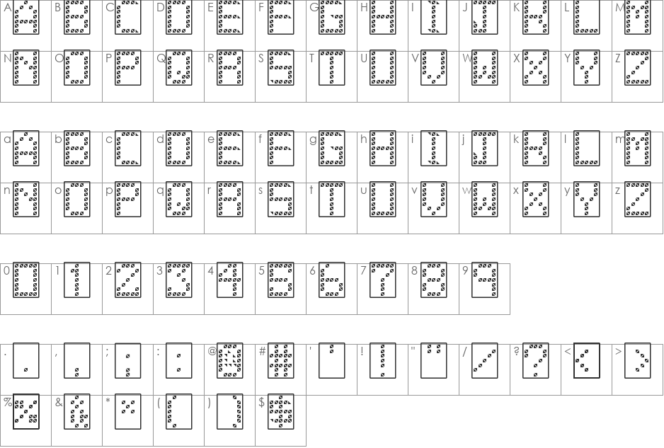 11vator tfb font character map preview