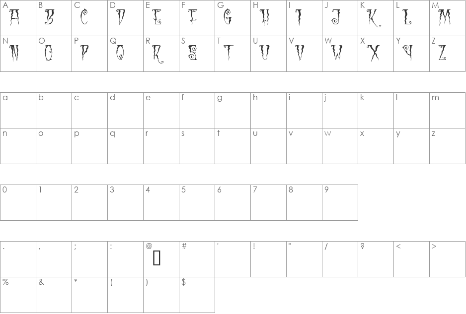 Black Cow font character map preview