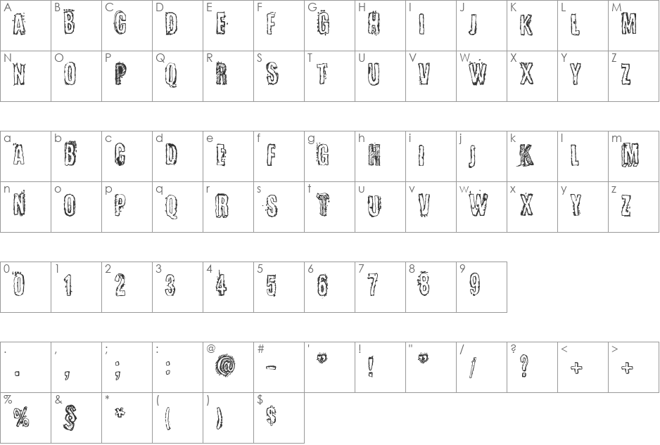 123 Destroy font character map preview