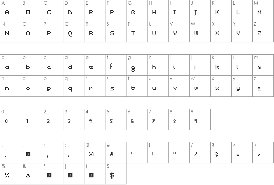 1234Font font character map preview