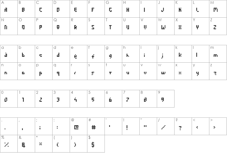 Black crab font character map preview