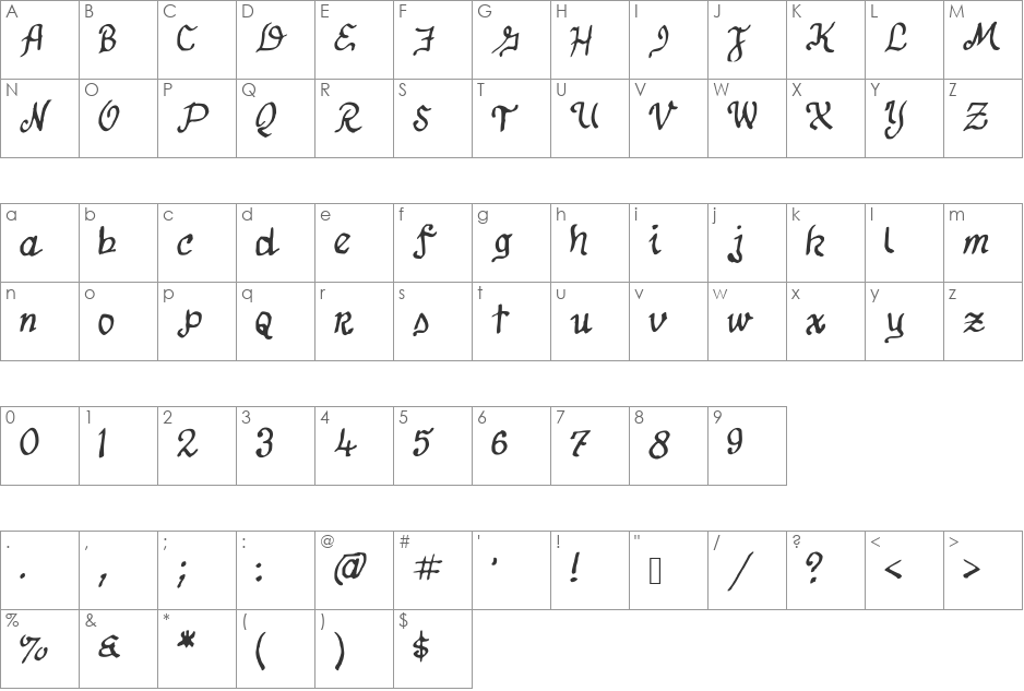 12Stepsmain font character map preview
