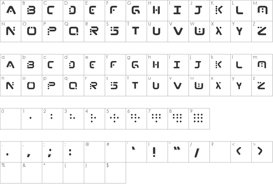 13_Roshi font character map preview