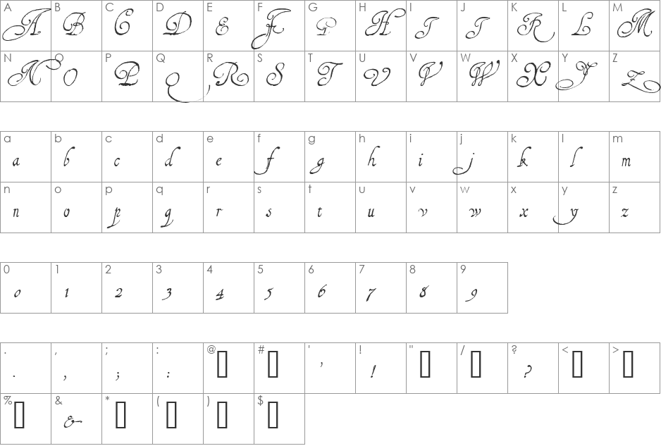 1610_Cancellaresca_lim font character map preview