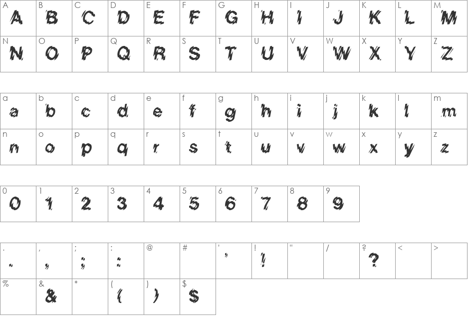 18 font character map preview