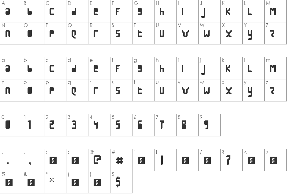 1945 Fancy font character map preview