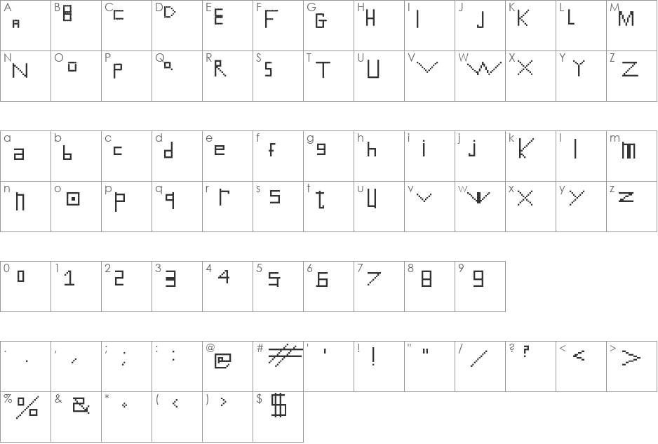 1GenerationX font character map preview