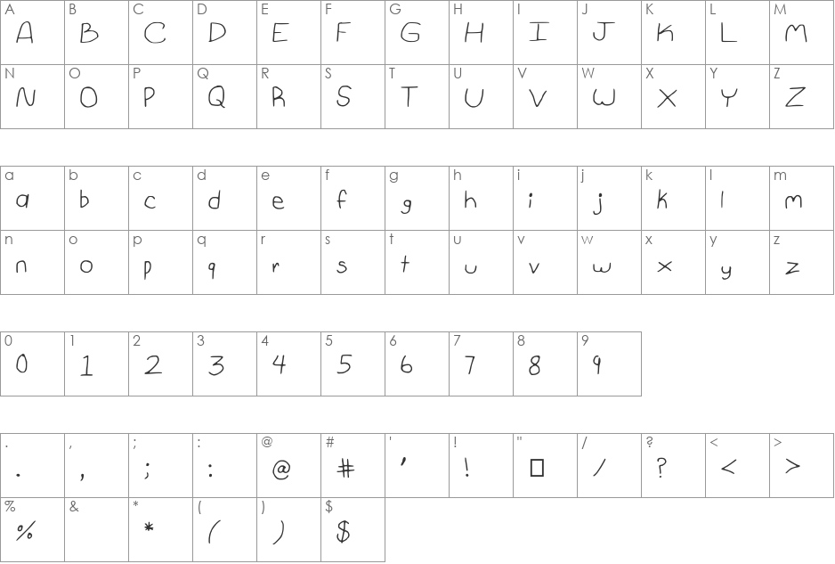 1st_Grade font character map preview