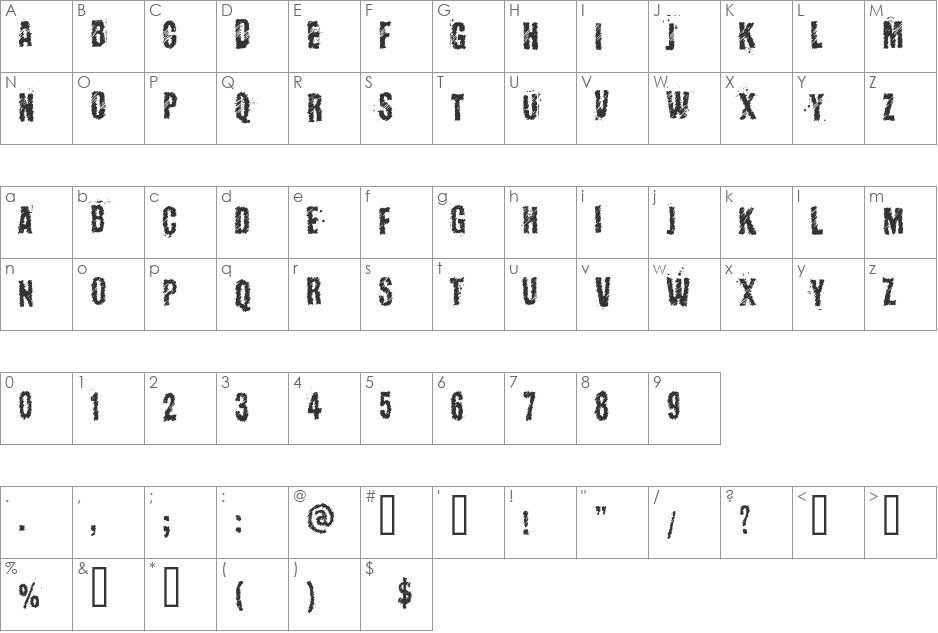 2 Destroy font character map preview