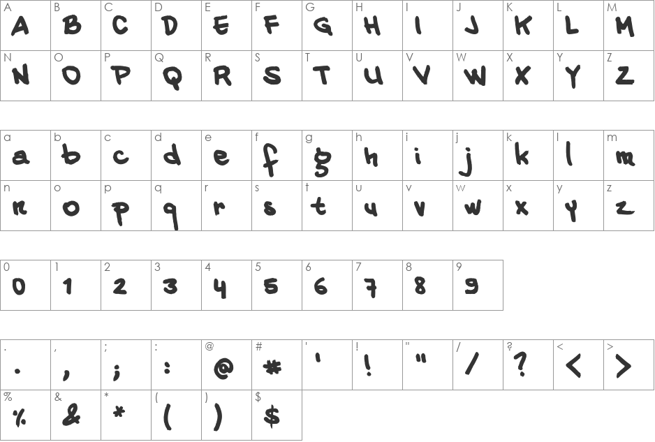 20 CENTS MARKER font character map preview