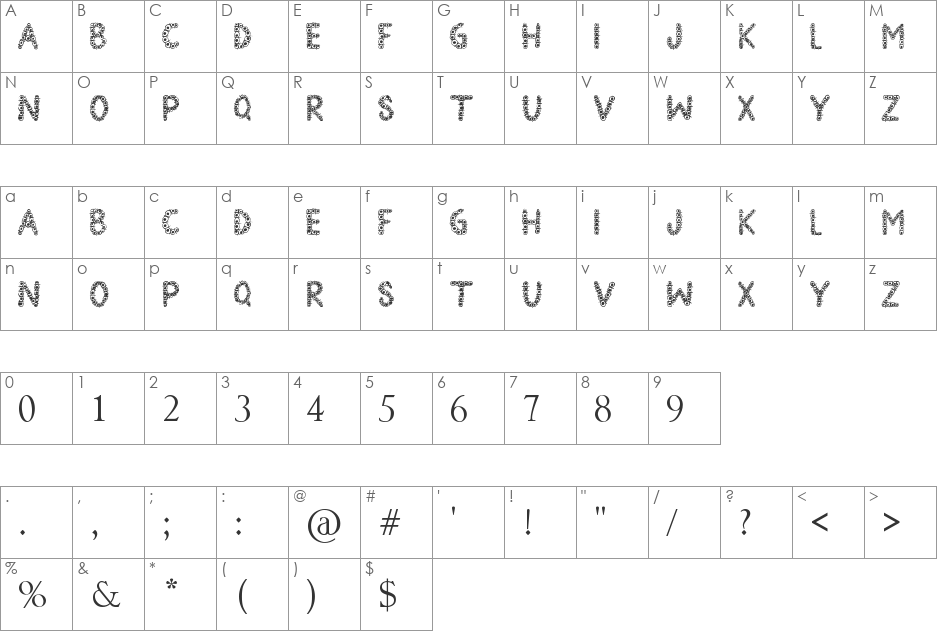 Black Eye Peas font character map preview
