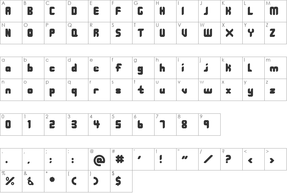 208 Groovy font character map preview