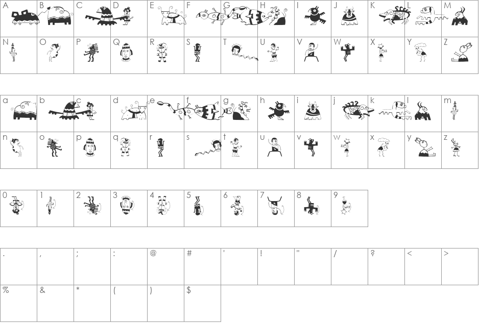 20thCenturyArt01 font character map preview