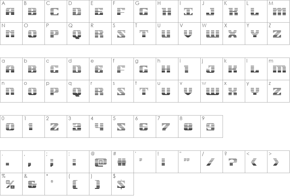 21 Gun Salute Gradient font character map preview