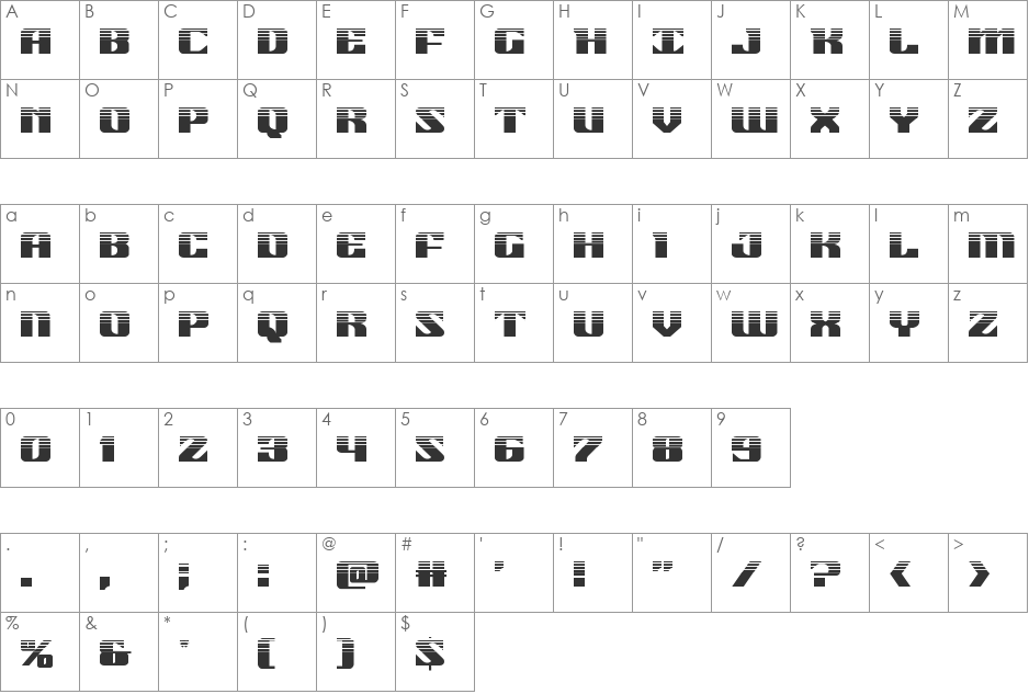 21 Gun Salute Halftone font character map preview