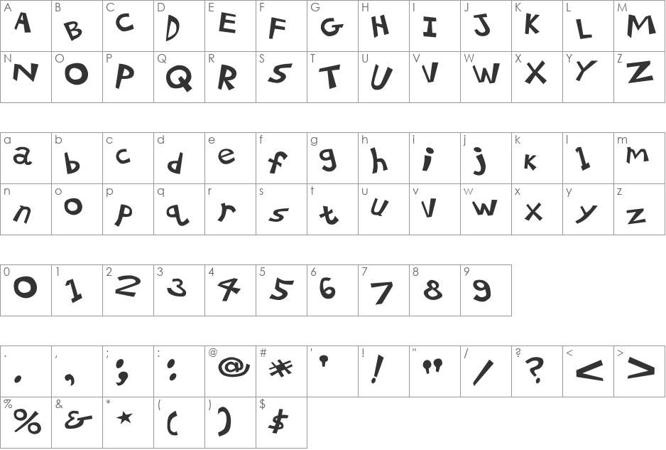 21 Kilobyte Salute font character map preview