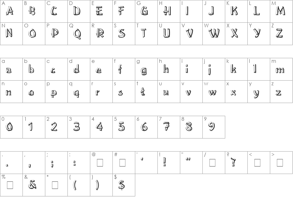 23 font character map preview