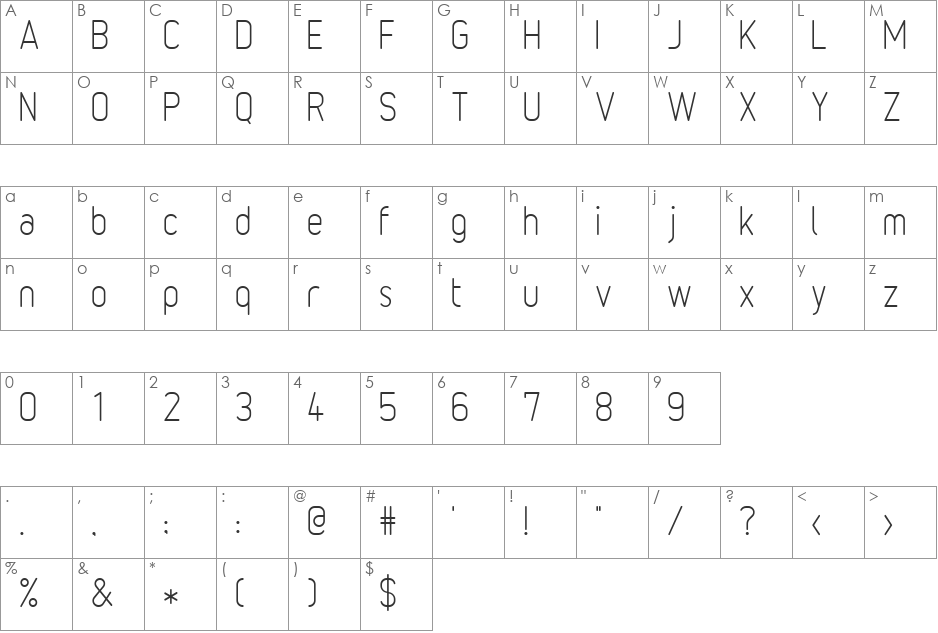 232MKSD font character map preview