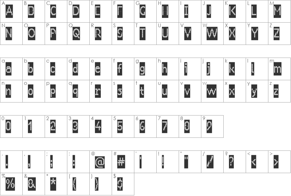 24 LED Modul font character map preview