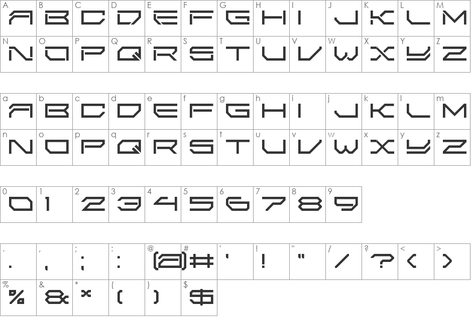 2589 LDR font character map preview