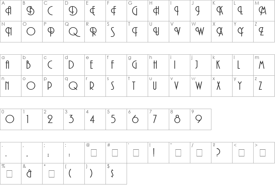 29 font character map preview
